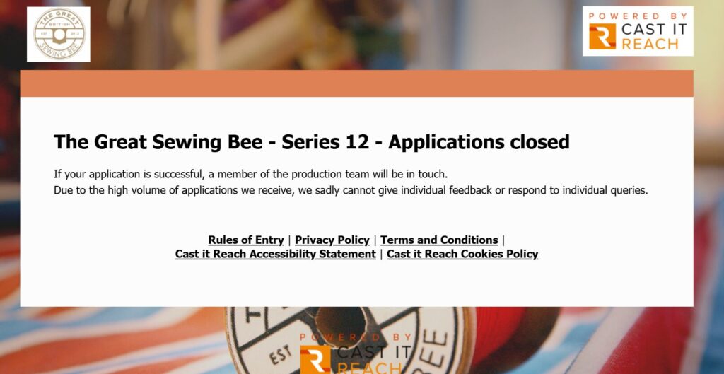 The Great Sewing Bee - Series 12 - Applications closed