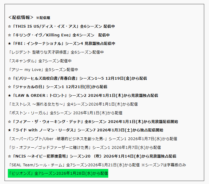 Huluで「ビリオンズ」シーズン1～7が1/28より配信開始
